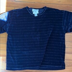 Blue Striped Velvet Top